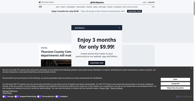 Security scan screenshot of https://www.theolympian.com/