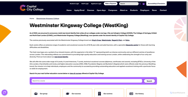 Security scan screenshot of http://www.westking.ac.uk