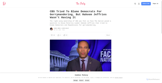 Security scan screenshot of https://www.thedailypoliticususa.com/p/cbs-tried-to-blame-democrats-for