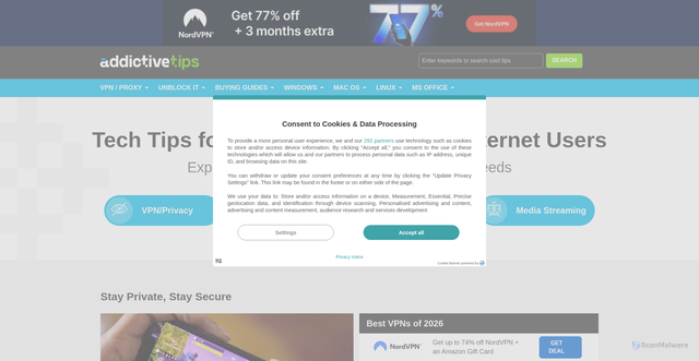 Security scan screenshot of https://addictivetips.com