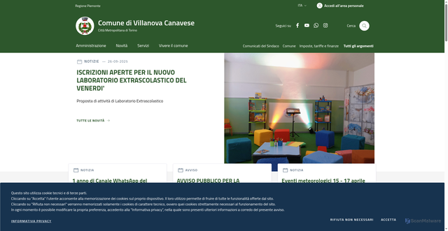 Security scan screenshot of https://www.comune.villanovacanavese.to.it/