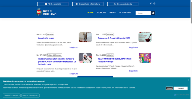 Security scan screenshot of https://www.comune.quiliano.sv.it/