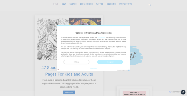 Security scan screenshot of https://www.ourmindfullife.com/