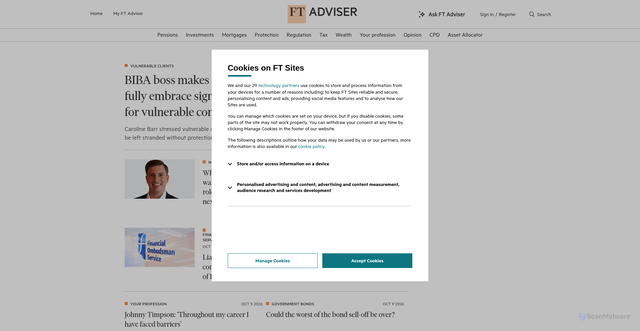 Security scan screenshot of https://www.ftadviser.com
