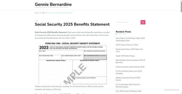 Security scan screenshot of https://leobassis.pages.dev/ijlrzud-social-security-2025-benefits-statement-wyzwtjf/