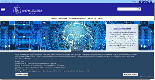 Security scan screenshot of https://www.bs.camcom.it