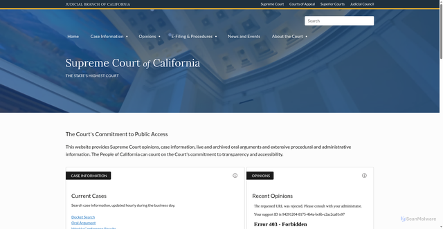 Security scan screenshot of https://supreme.courts.ca.gov/