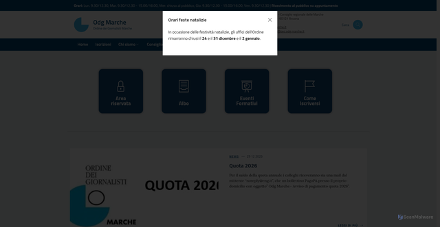 Security scan screenshot of https://www.odg.marche.it/