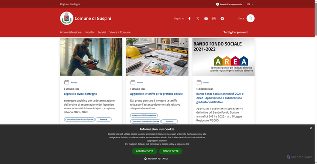 Security scan screenshot of https://www.comune.guspini.su.it/it