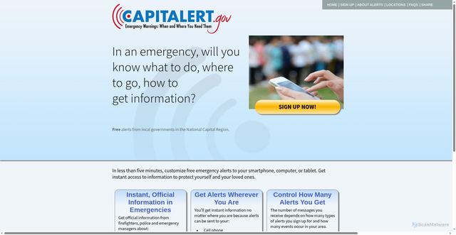 Security scan screenshot of http://www.capitalert.gov/