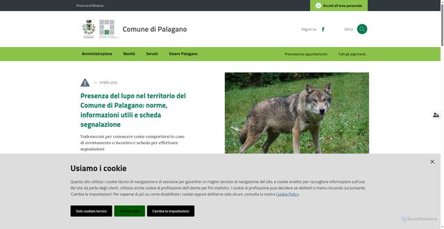 Security scan screenshot of https://www.comune.palagano.mo.it/
