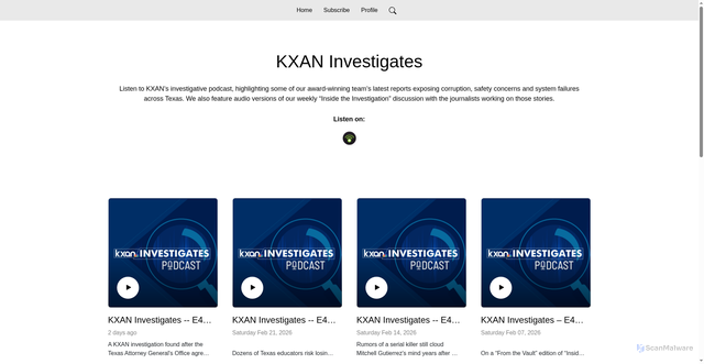 Security scan screenshot of https://kxan-investigates.podbean.com/