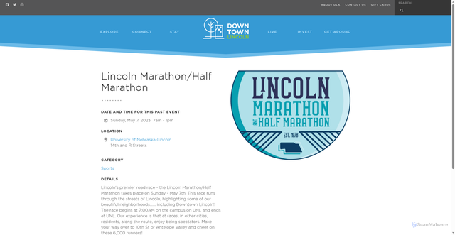 Security scan screenshot of https://downtownlincoln.org/do/lincoln-marathon-and-half-marathon
