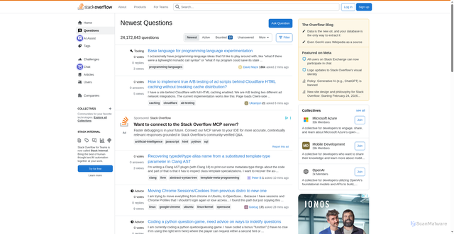 Security scan screenshot of https://stackoverflow.com
