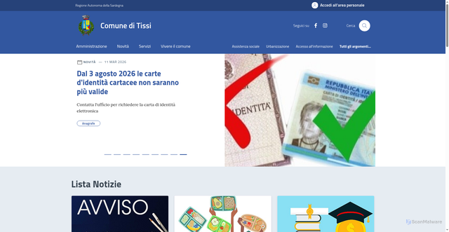 Security scan screenshot of https://www.comune.tissi.ss.it