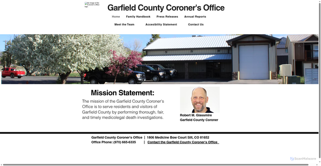 Security scan screenshot of https://www.garfieldcountycoronerco.gov/