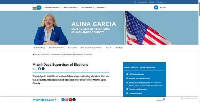 Security scan screenshot of https://www.miamidade.gov/global/elections/home.page