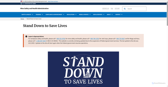 Security scan screenshot of https://mshastanddown.gov/