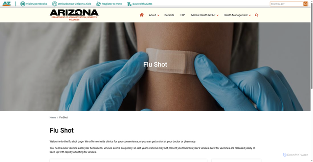 Security scan screenshot of https://wellness.az.gov/flushot