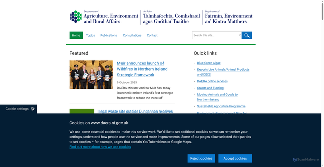 Security scan screenshot of https://www.daera-ni.gov.uk/