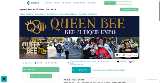 Security scan screenshot of https://eventhub.net/events/Queen-Bee-Half-Marathon-2024_6000