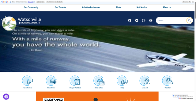 Security scan screenshot of https://watsonville.gov/2322/Airport