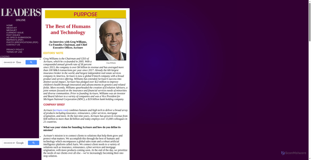 Security scan screenshot of https://www.leadersmag.com/issues/2023.4_Oct/PUR/LEADERS-Greg-Williams-Acrisure.html