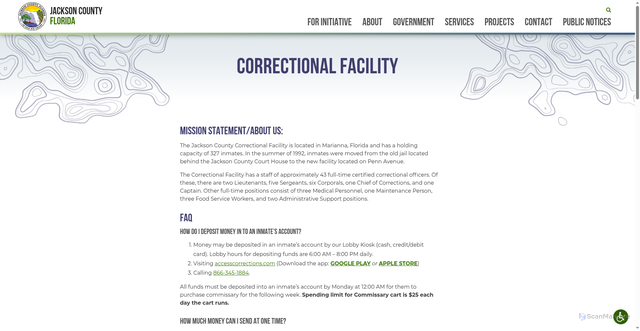 Security scan screenshot of https://jacksoncountyfl.gov/services/correctional-facility/