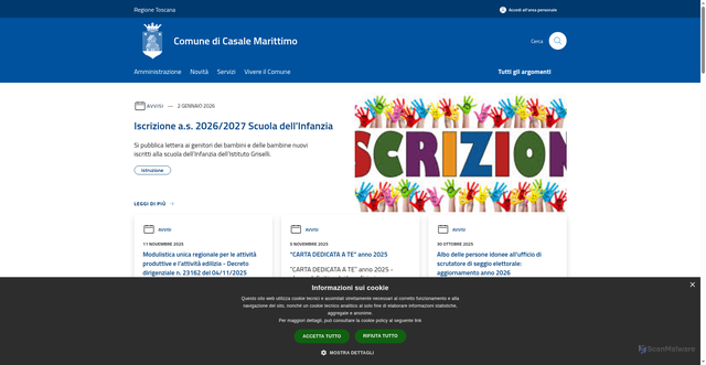 Security scan screenshot of https://www.comune.casale-marittimo.pi.it/it