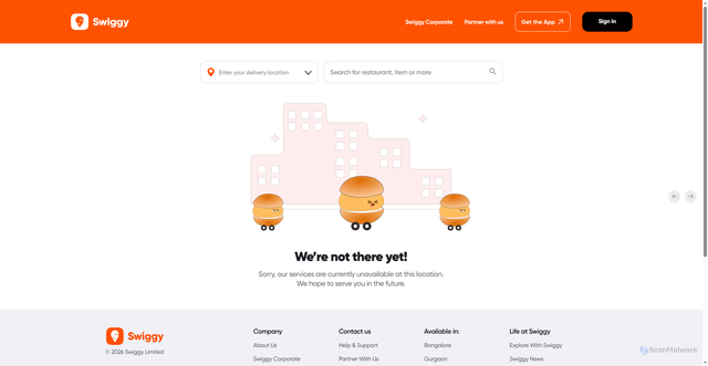 Security scan screenshot of https://swiggy.com