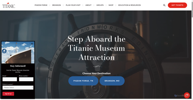 Security scan screenshot of https://titanicattraction.com/