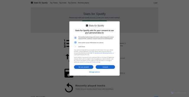 Security scan screenshot of https://statsforspotify.com