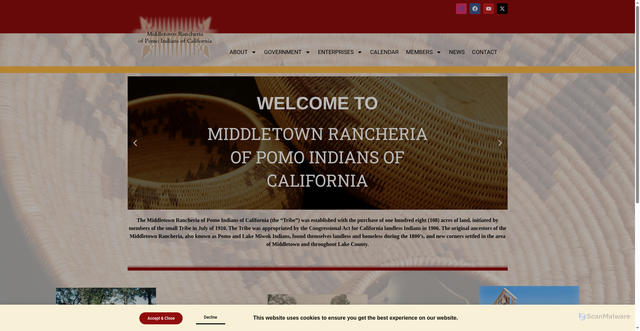 Security scan screenshot of https://middletownrancheria-nsn.gov/