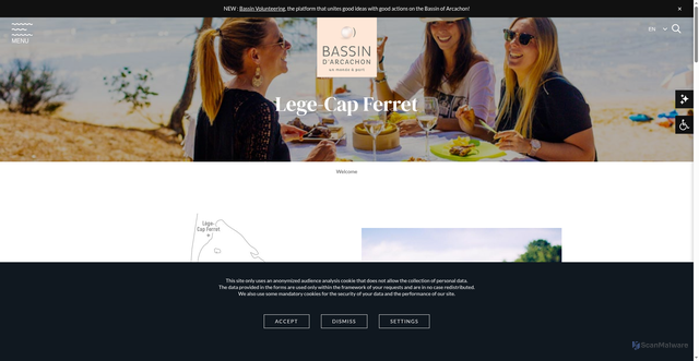 Security scan screenshot of https://bassin-arcachon.com/en/our-towns-and-villages/light-cap-ferret/