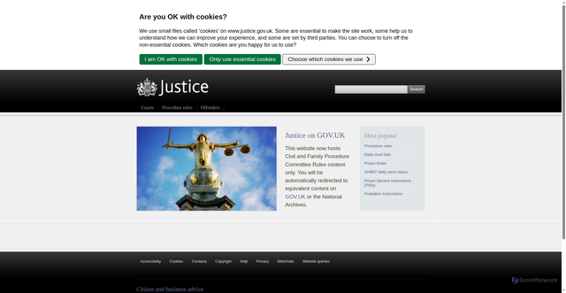 Security scan screenshot of https://www.justice.gov.uk