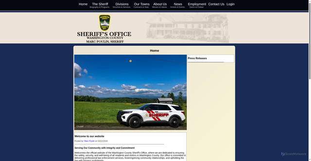 Security scan screenshot of https://washingtoncountysheriffvt.gov/