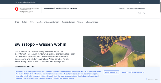 Security scan screenshot of https://www.swisstopo.admin.ch/de