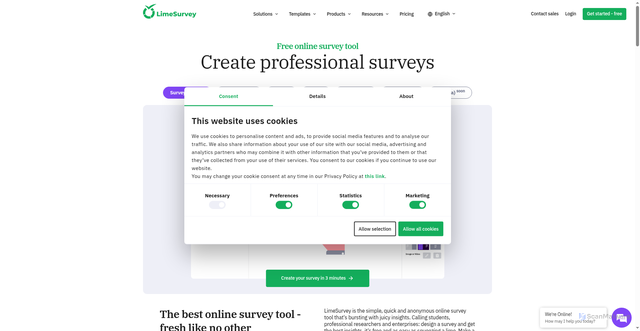 Security scan screenshot of https://limesurvey.org