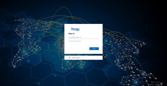 Security scan screenshot of https://perrigo.sharepoint.com
