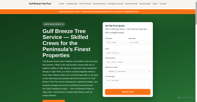 Security scan screenshot of https://gulfbreezetreepros.com/