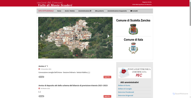 Security scan screenshot of https://www.unionevalledimontescuderi.it/