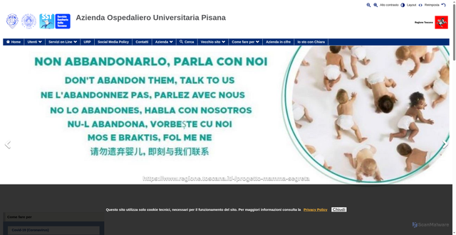 Security scan screenshot of https://www.ao-pisa.toscana.it/