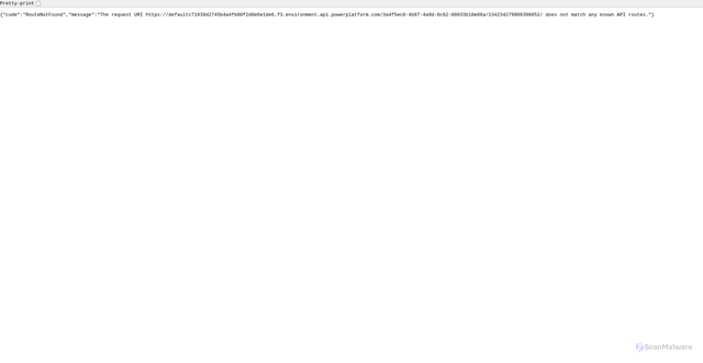 Security scan screenshot of https://defaultc71838d2745b4a4fb00f2d0e6e1de6.f3.environment.api.powerplatform.com