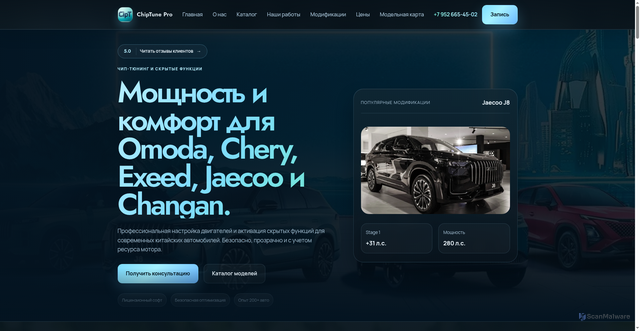Security scan screenshot of http://chip-tune-pro.ru/