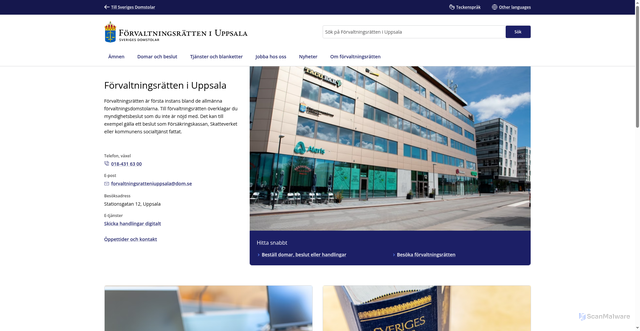 Security scan screenshot of https://www.forvaltningsratteniuppsala.domstol.se