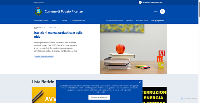 Security scan screenshot of https://comune.poggiopicenze.aq.it/