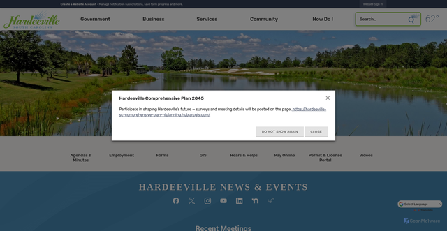 Security scan screenshot of https://hardeevillesc.gov/