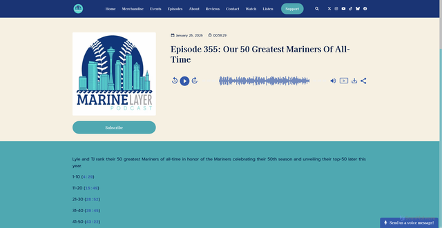 Security scan screenshot of https://marinelayerpod.com/episode/episode-355-our-50-greatest-mariners-of-all-time