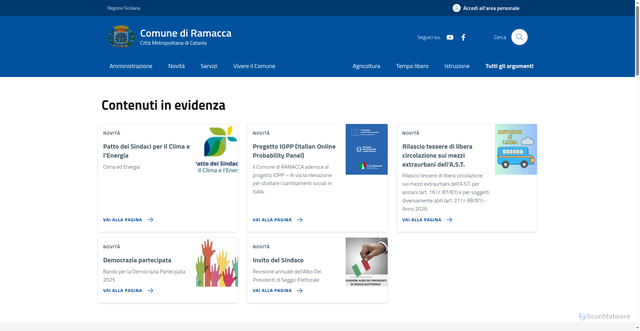 Security scan screenshot of https://www.comune.ramacca.ct.it/