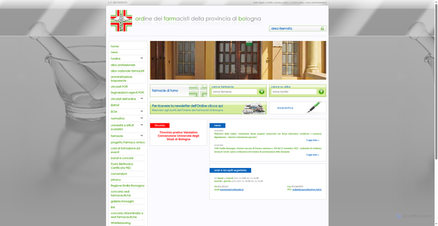 Security scan screenshot of https://www.ordfarmbo.it/